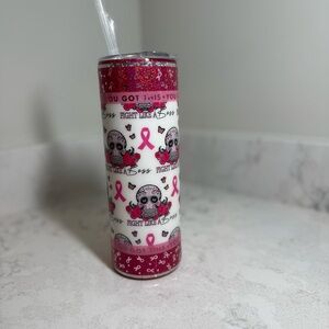 NEW- Handmade Breast Cancer Awareness 20oz Epoxy Tumbler Pink Ribbon